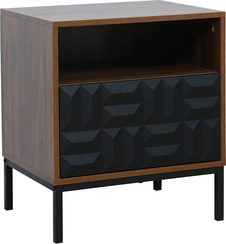 Komodinë nate Zuma, ngjyrë arre e zezë, 51.5x40x58.5