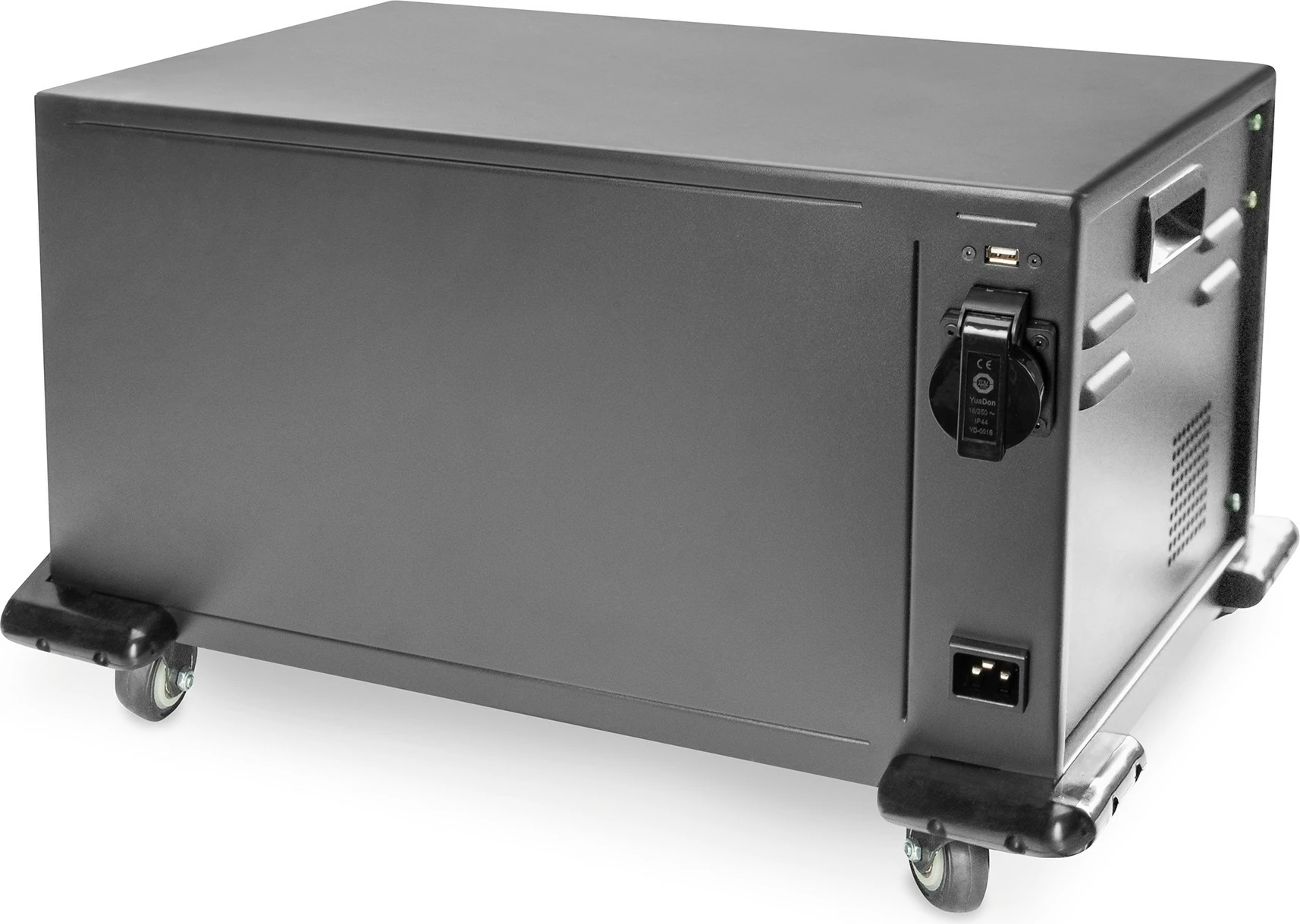 Kasë karikimi Digitus për 16 tabletë deri 14 inç, USB-A, me rrota, e zezë