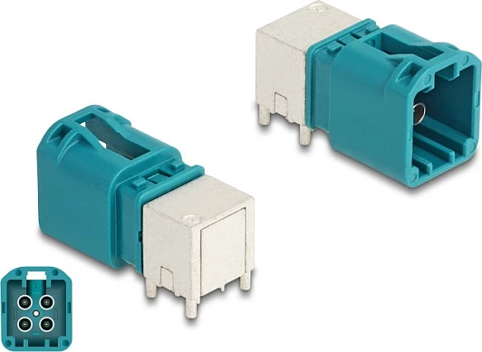 Adapter DeLOCK Mini FAKRA Z B-Type PCB quad angled, Female-Female, 50 Ω, Aqua/Bardhë