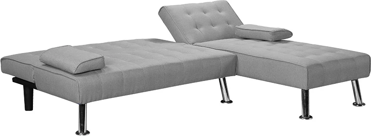 Divan qoshe-krevat i kthyeshëm Brisk, pëlhurë gri, 200x146x75cm