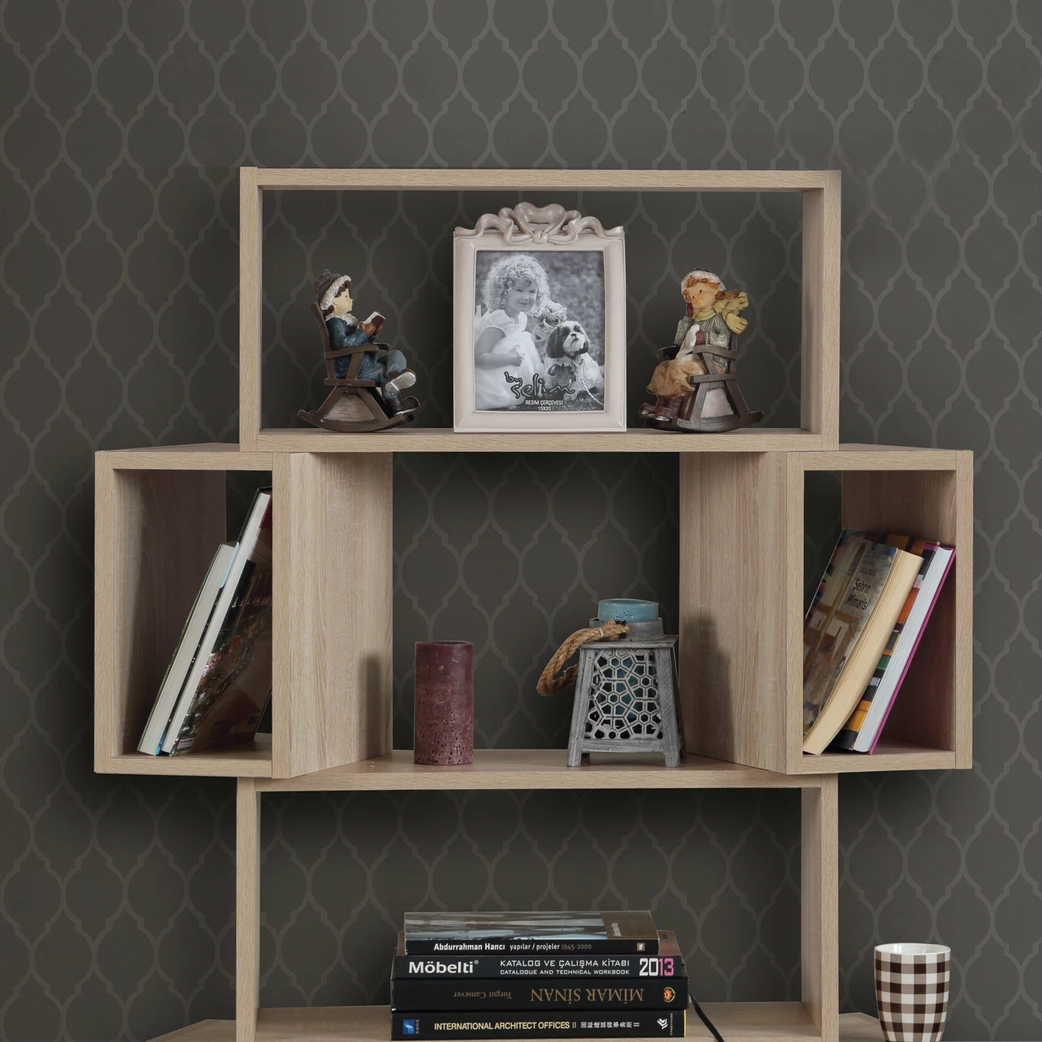 Raft librash Hanah Home, ngjyrë lisi e çelët, Box
