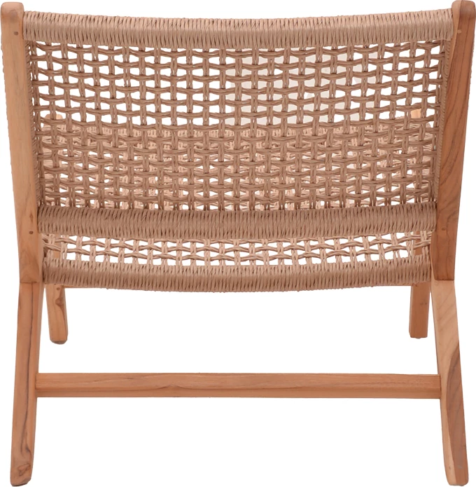 Karrige Beatrice, skelet druri teak dhe litar sintetik, ngjyrë natyrale, 65x78x68cm