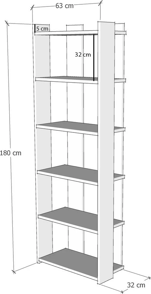 Raft librash Hanah Home, ngjyrë e bardhë dhe arre, Sakran
