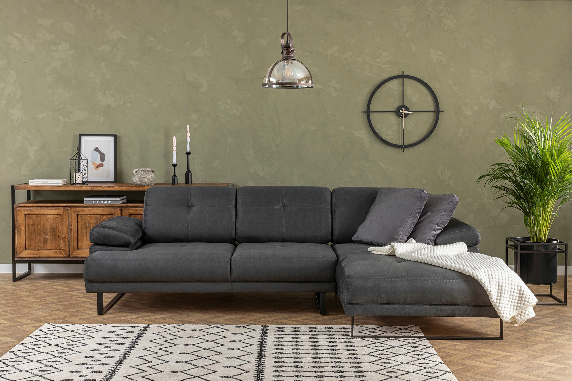 Këndare Atelier del Sofa, Mustang Large, e djathtë, ngjyrë antracit