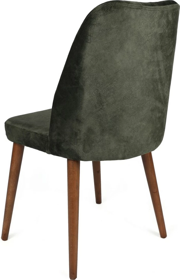Set karrigesh (2 copë) Hanah Home, Alfa-462 V2, kadife khaki, këmbë dru arrë