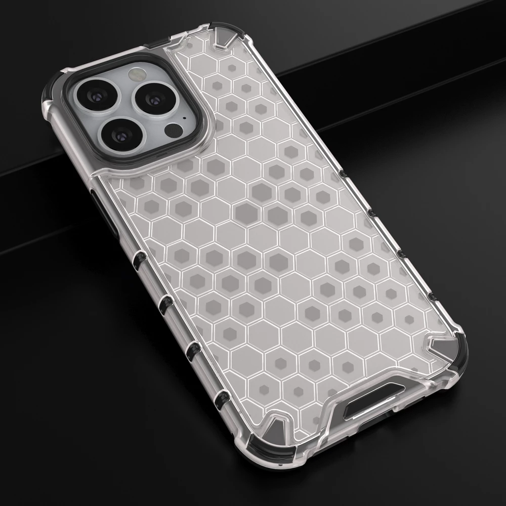 Mbështjellës Hurtel Honeycomb për iPhone 13 Pro, transparent