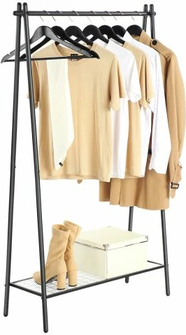 Stendë rrobash SONGMICS HSR23BK 92.5×33.5×153 cm me shufër varëse dhe raft poshtë, e zezë mat