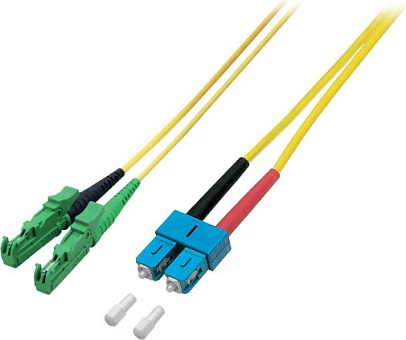 Kabllo patch fiber optike EFB Elektronik E2000/APC në SC, OS2, duplex, 2m, e verdhë