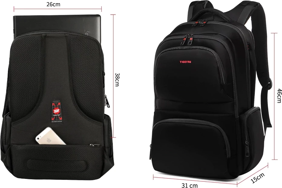 Çantë shpine për laptop Tigernu Titan 15.6", e zezë