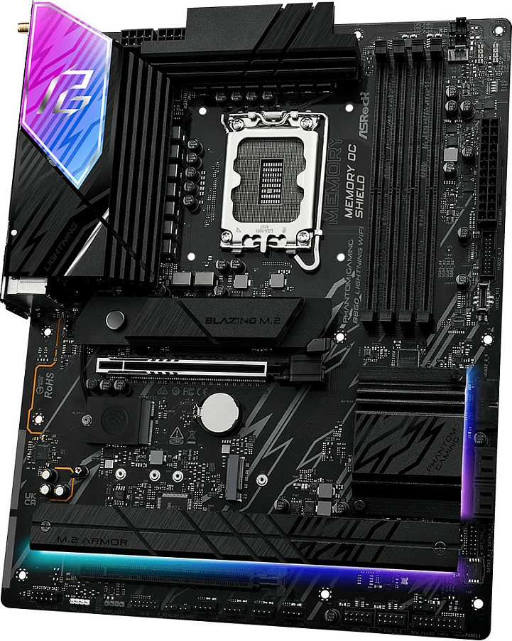 Pllakë amë ASRock B860 Lightning WiFi, LGA1851, DDR5 deri 256GB, Wi‑Fi 6E, e zezë