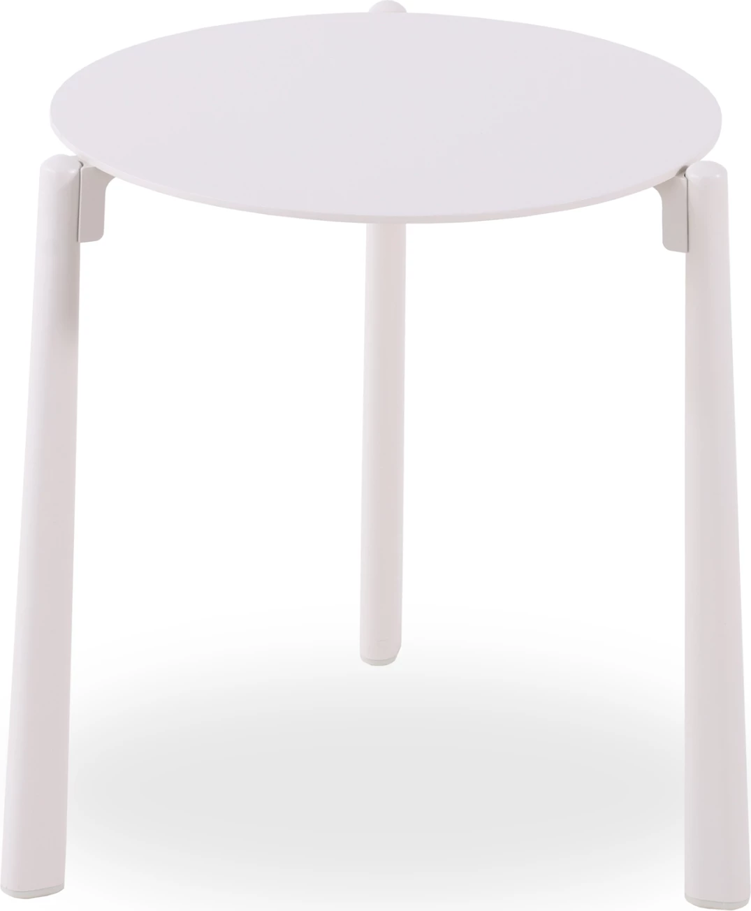 Tavolinë anësore e rrumbullakët Deneris, alumin ngjyrë fildishi, 45x45x47cm