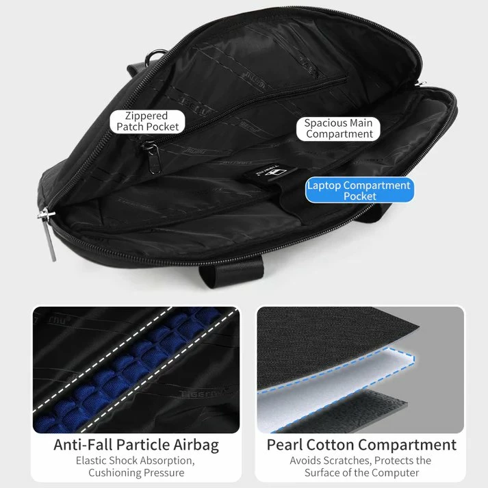 Çantë laptopi Tigernu Auriga 15.6\" 31 x 41 x 2.5 cm, nylon i papërshkueshëm nga uji, e zezë