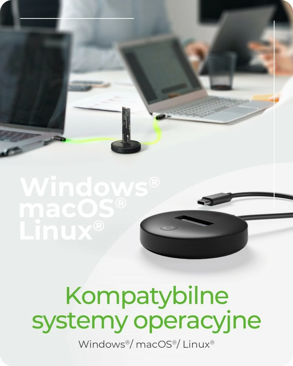 Docking station IcyBox IB-1610MCD-C31 për SSD NVMe/SATA M.2, USB Type-C, Zi