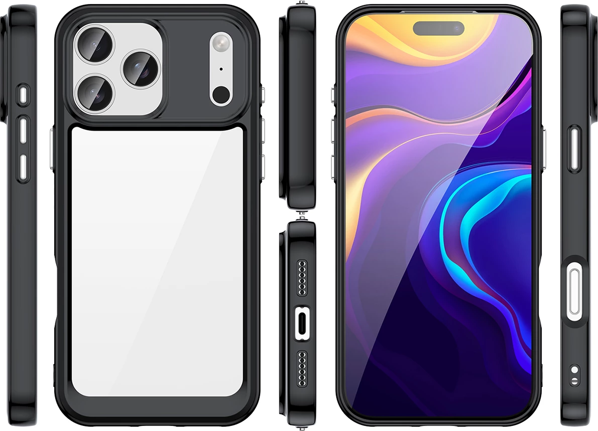 Mbështjellës Hurtel Outer Space për iPhone 17 Pro Max, MagSafe, i zi transparent