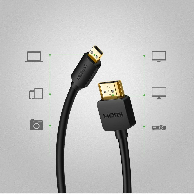 Kabllo HDMI në micro HDMI Ugreen 30102, 1.5m, 4K 60Hz, e zezë