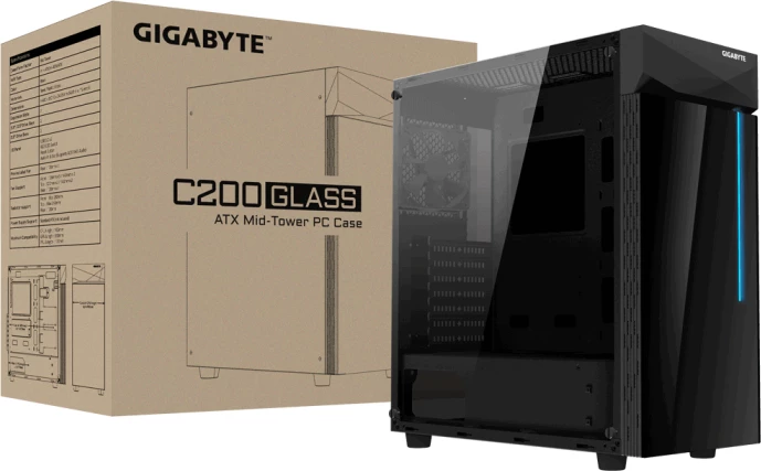 Kasë GIGABYTE GB-C200G C200 Glass ATX, RGB, e zezë