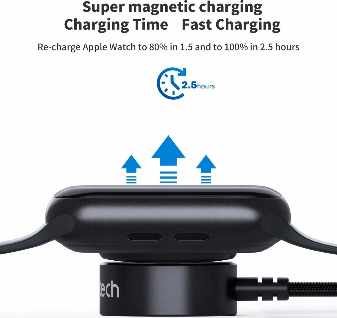 Karikues wireless Choetech T319 MFi 5W për Apple Watch, me kabllo USB-C 1m, i zi