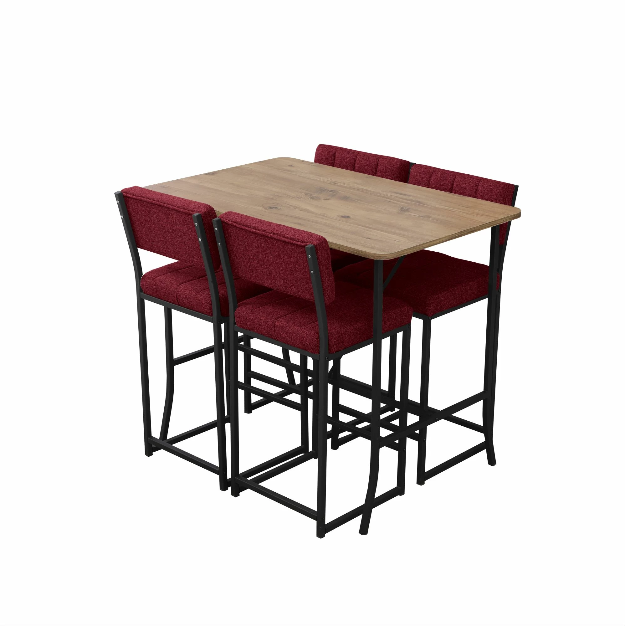 Set tavoline për bar me karrige (5 copë), Skye Decor, retro, burgundy, walnut