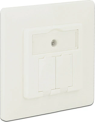 Prizë muri RJ-45 DeLOCK 86219, 2 porta Keystone, 80x80 mm, e bardhë
