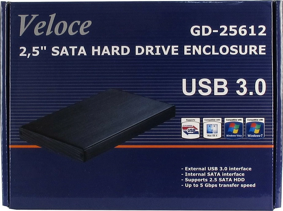 Kasë e jashtme për HDD/SSD 2.5" Inter-Tech Veloce GD-25612, USB 3.0, e zezë