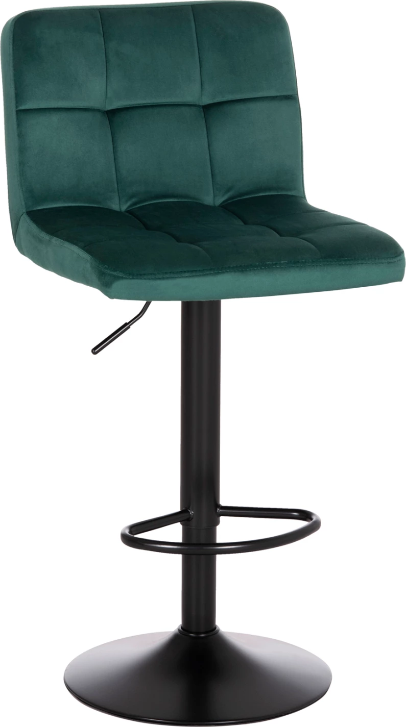 Karrige për bar rrotulluese DIANA, kadife jeshile cypress, metal i zi mat, 44x52x109cm, set prej 2 copë