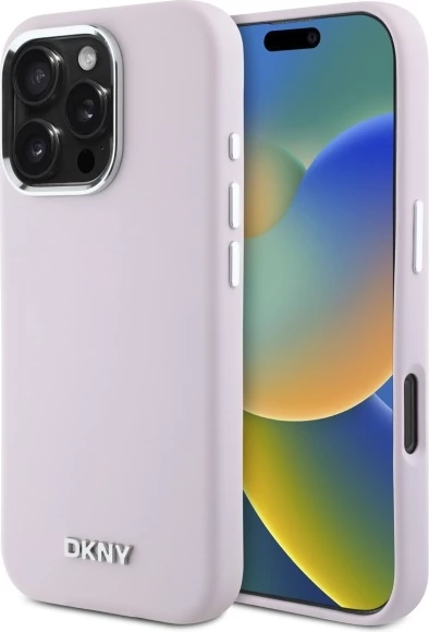 Mbështjellës DKNY Liquid Silicone Small Metal Logo MagSafe për iPhone 16 Pro Max, Rozë