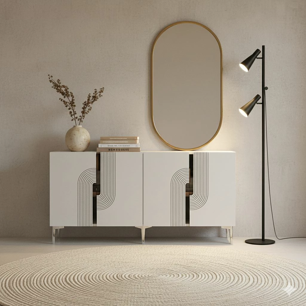 Konsol Skye Decor, Meyra 150, e bardhë, argjend