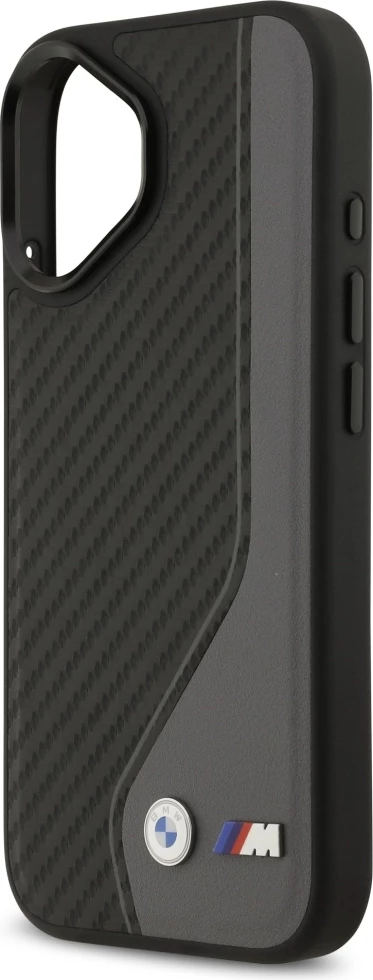 Mbështjellës MagSafe BMW M Carbon Logo për iPhone 17, karbon/eko-lëkurë, Gri (anthracite), në kuti