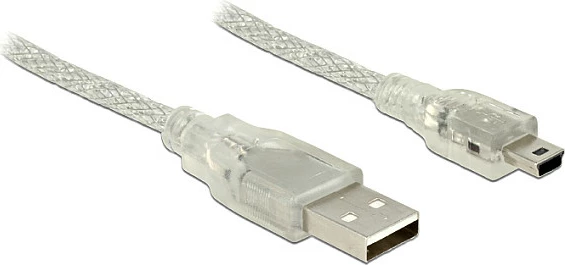 Kabl USB DeLOCK USB-A në Mini-USB B, 1.5m, USB 2.0, transparent