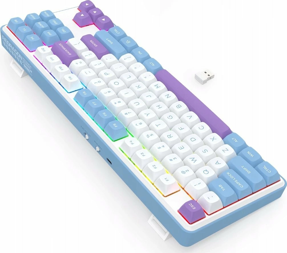 Tastierë gaming Redragon K707WBP-RGB-PRO StarBlade 80% TKL, RGB, tri-mode (USB/Bluetooth/2.4GHz), Mint Mambo switch, e bardhë