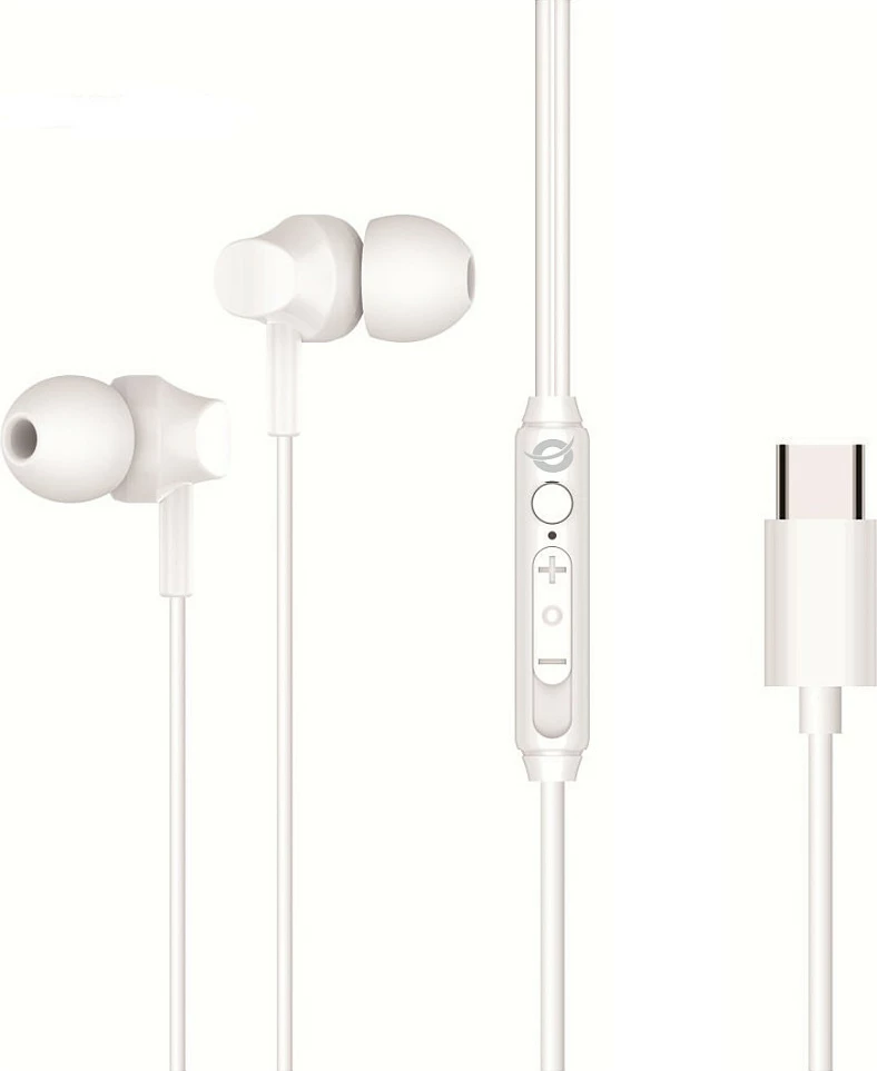 Kufje Conceptronic BRENDAN03W, USB-C, me kabëll 1.2 m, in-ear, me mikrofon, të bardha