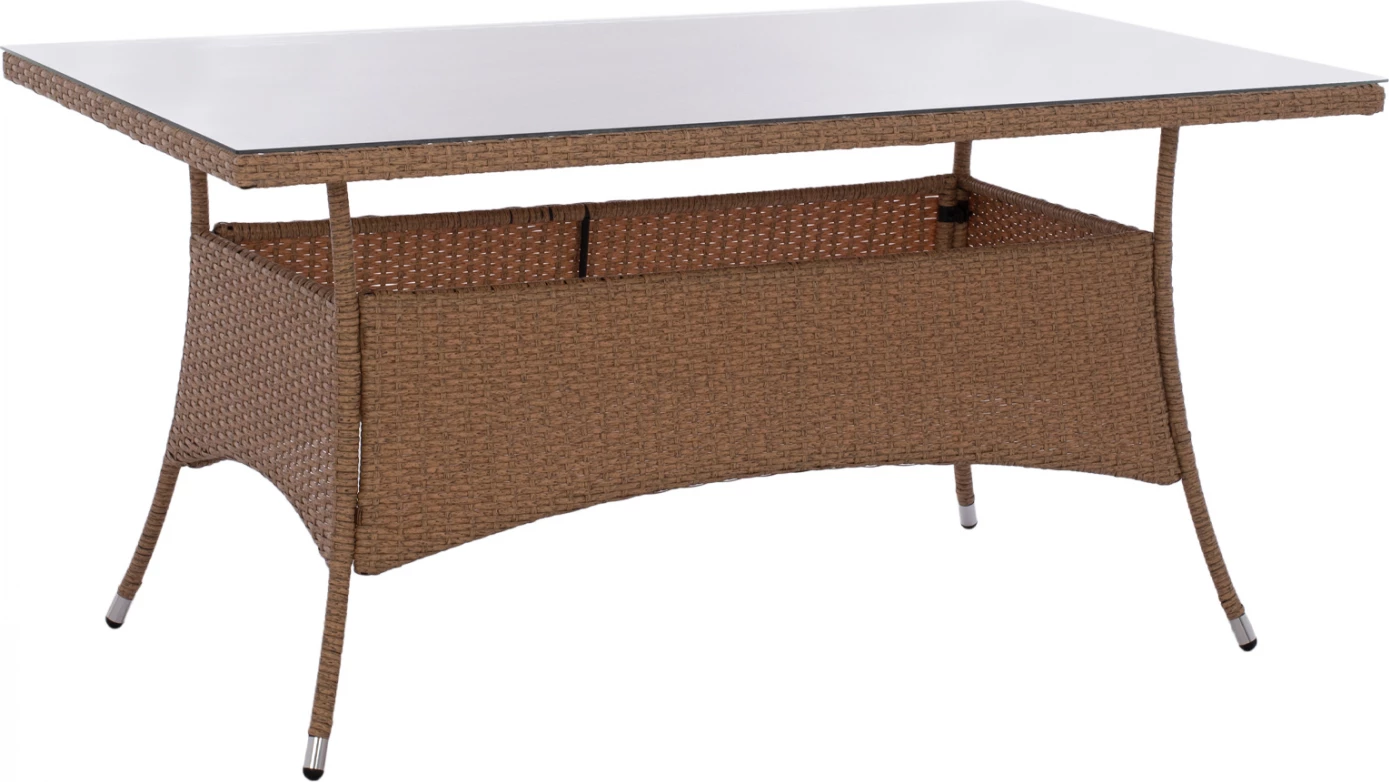 Tavolinë metalike Minsk rattan, ngjyrë bezhë-kafe, FH5507.02, 150x90x75 cm