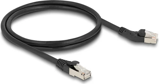 Kabllo rrjeti DeLOCK RJ45 Cat6a S/FTP 1m, 45° e kënduar majtas, e zezë