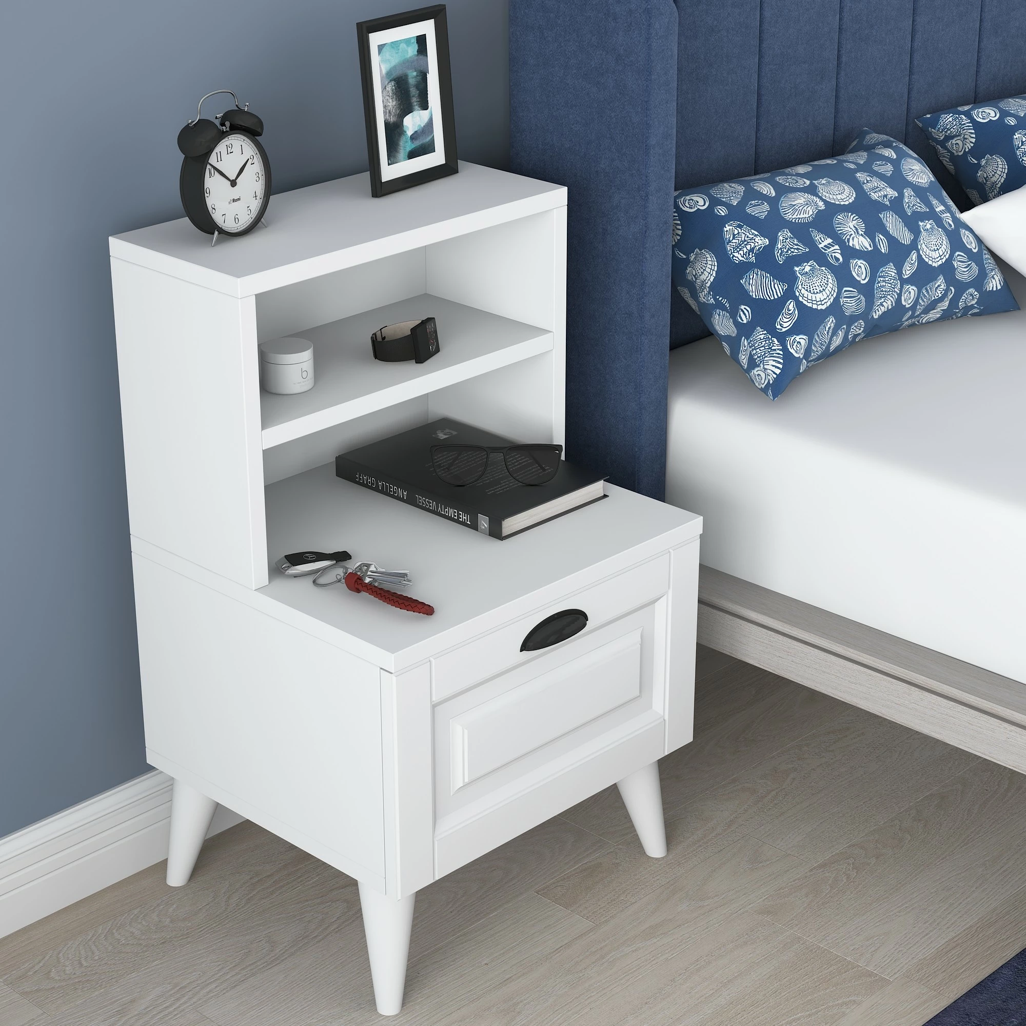 Komodinë natës Hanah Home, BD105 - 2785, e bardhë