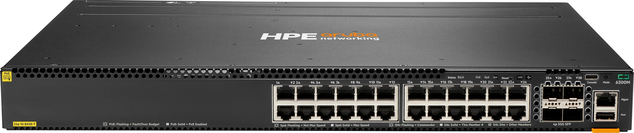 Switch HPE Aruba CX 6300M, 24x 1GbE PoE+, 4x SFP56, 1U, i zi