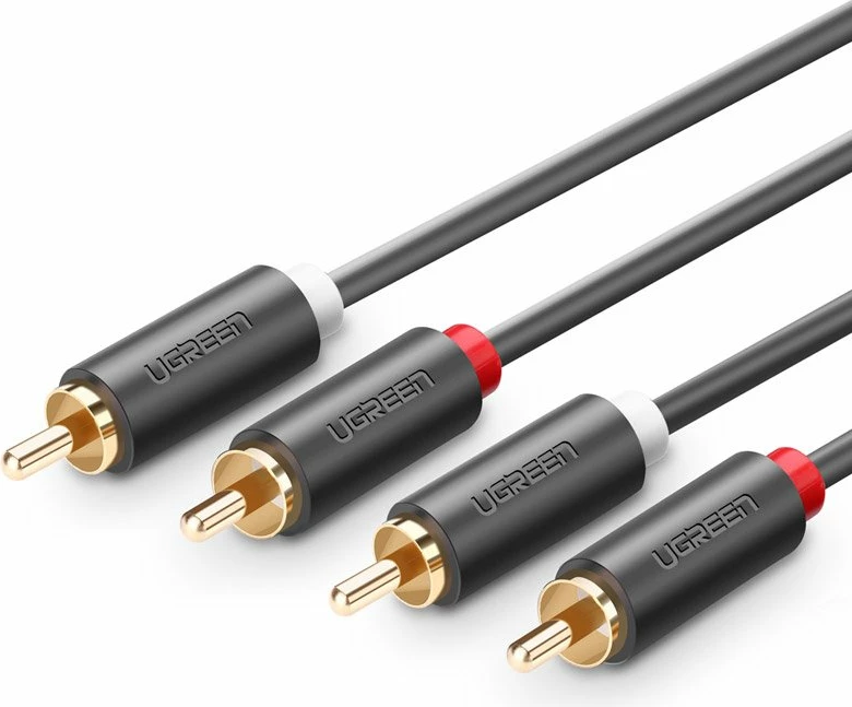 Kabllo audio Ugreen AV104 10520, 2RCA mashkull në 2RCA mashkull, 5m, Gri