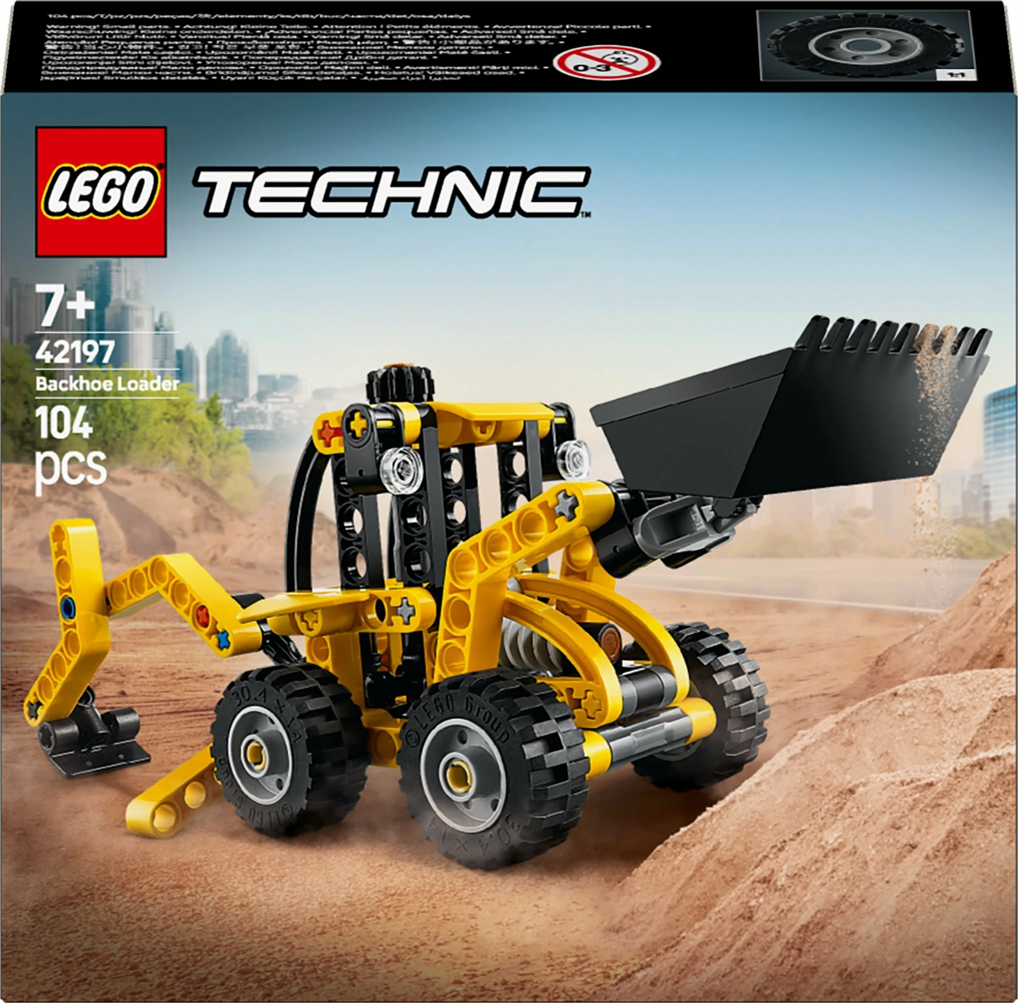 Set LEGO Technic Backhoe Loader 42197, 104 pjesë, verdhë/zi
