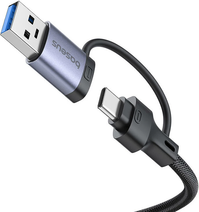 Hub Baseus UltraJoy 4in1, USB-A & USB-C në 3xUSB3.0 + USB-C + RJ45, Gri