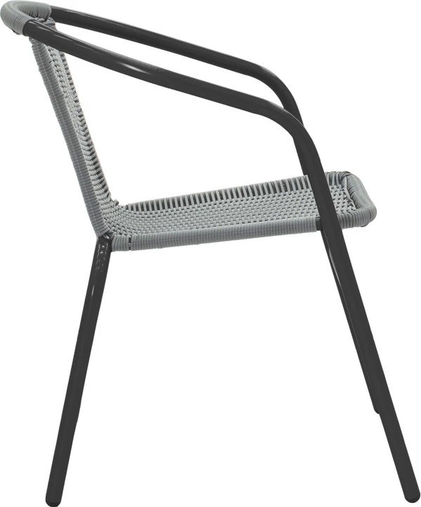 Tavolinë me karrige Valor-Obbi, set prej 5 pjesësh, metal i zi-xham-gri PE, 110x60x70cm