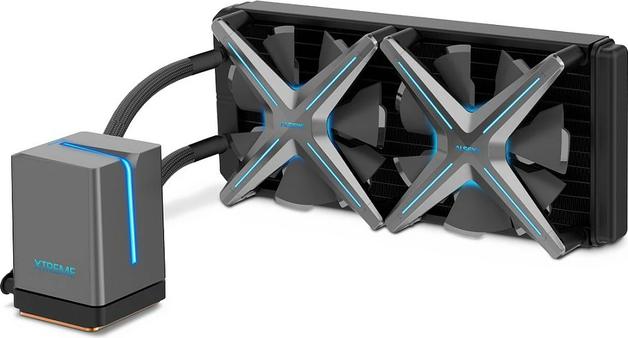 Ftohës procesori me ujë Inter-Tech ALSEYE X240, 240mm, 2x120mm, TDP 280W, RGB, i zi