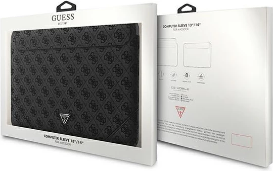 Mbështjellës laptopi Guess 4G Uptown Triangle Logo, 13-14", e zezë
