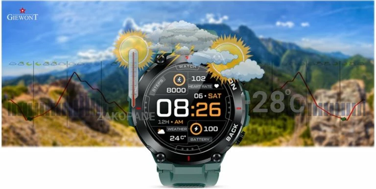 Smartwatch sportiv Giewont, jeshil