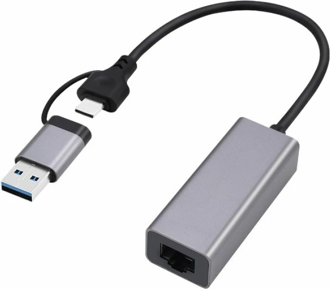 Kartelë rrjeti USB Gembird, 3.1 + Type-C në LAN 2.5Gb/s, gri