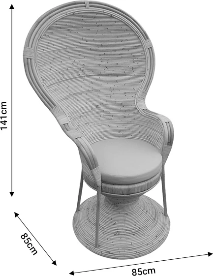 Karrige Rea Inart me jastëk bezhë, ratan natyral, 85x85x141cm
