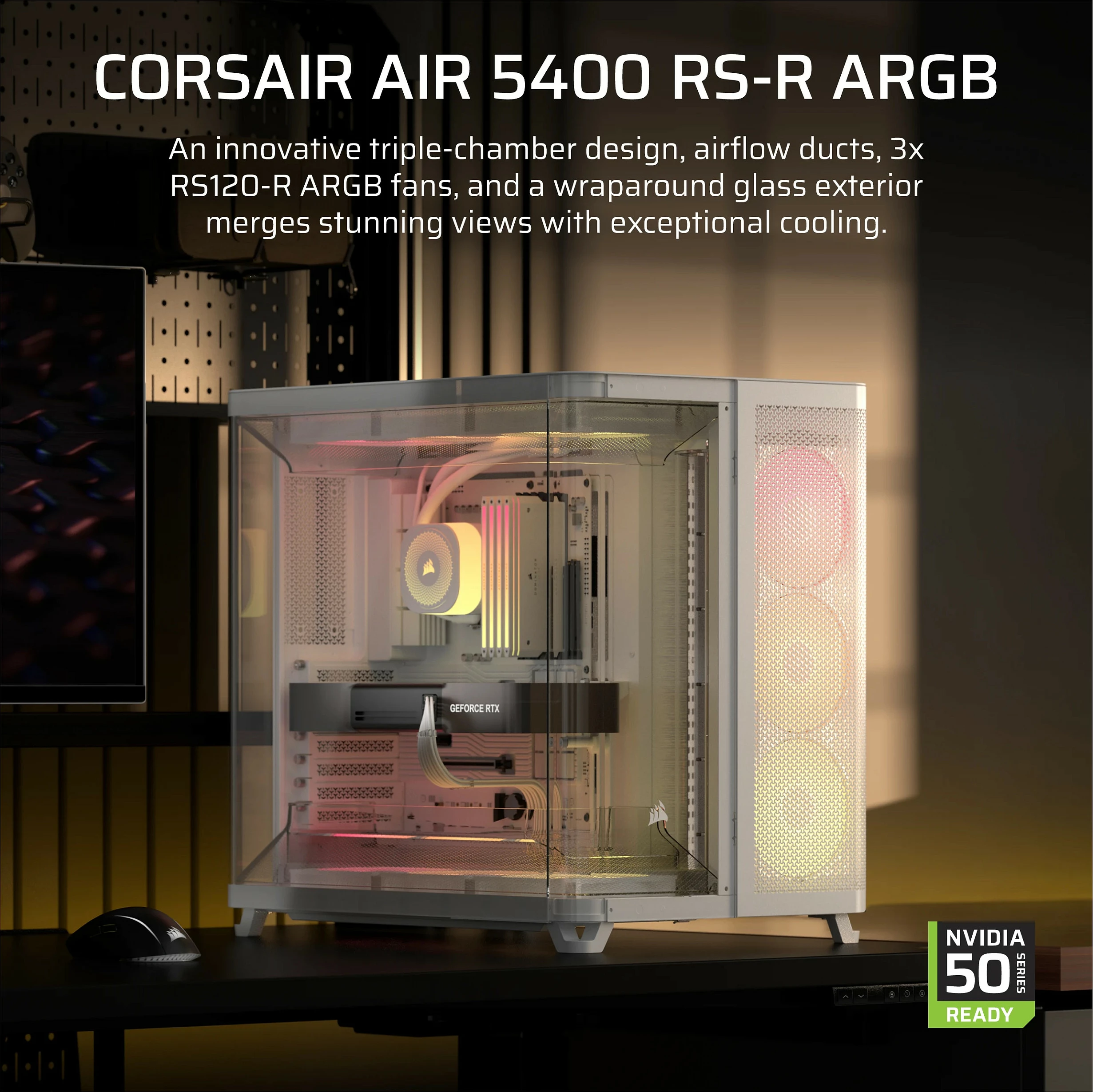 Kasë Corsair Air 5400 RS-R ARGB, Midi Tower ATX, e bardhë
