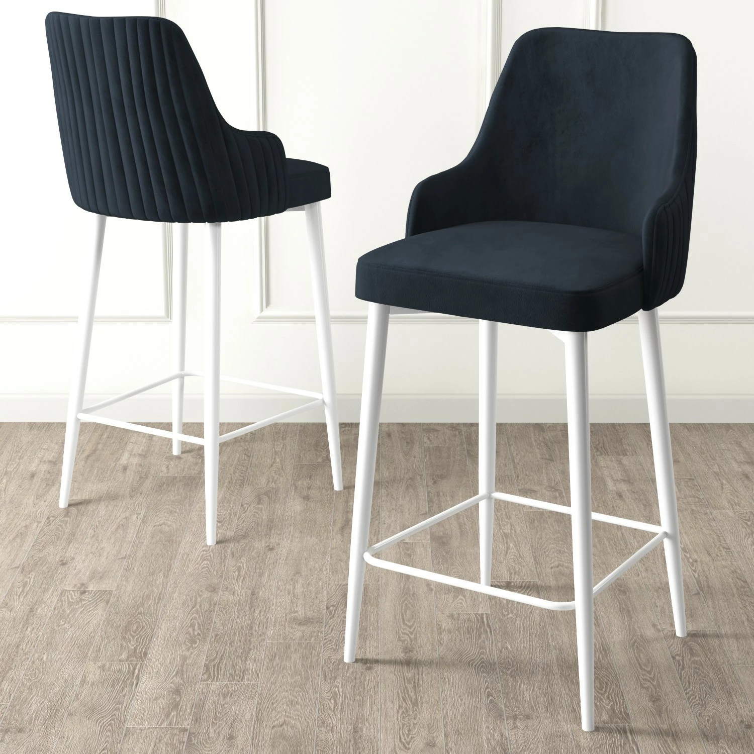 Set karrigesh për bar (2 copë), Hanah Home, Enox, antracit dhe e bardhë