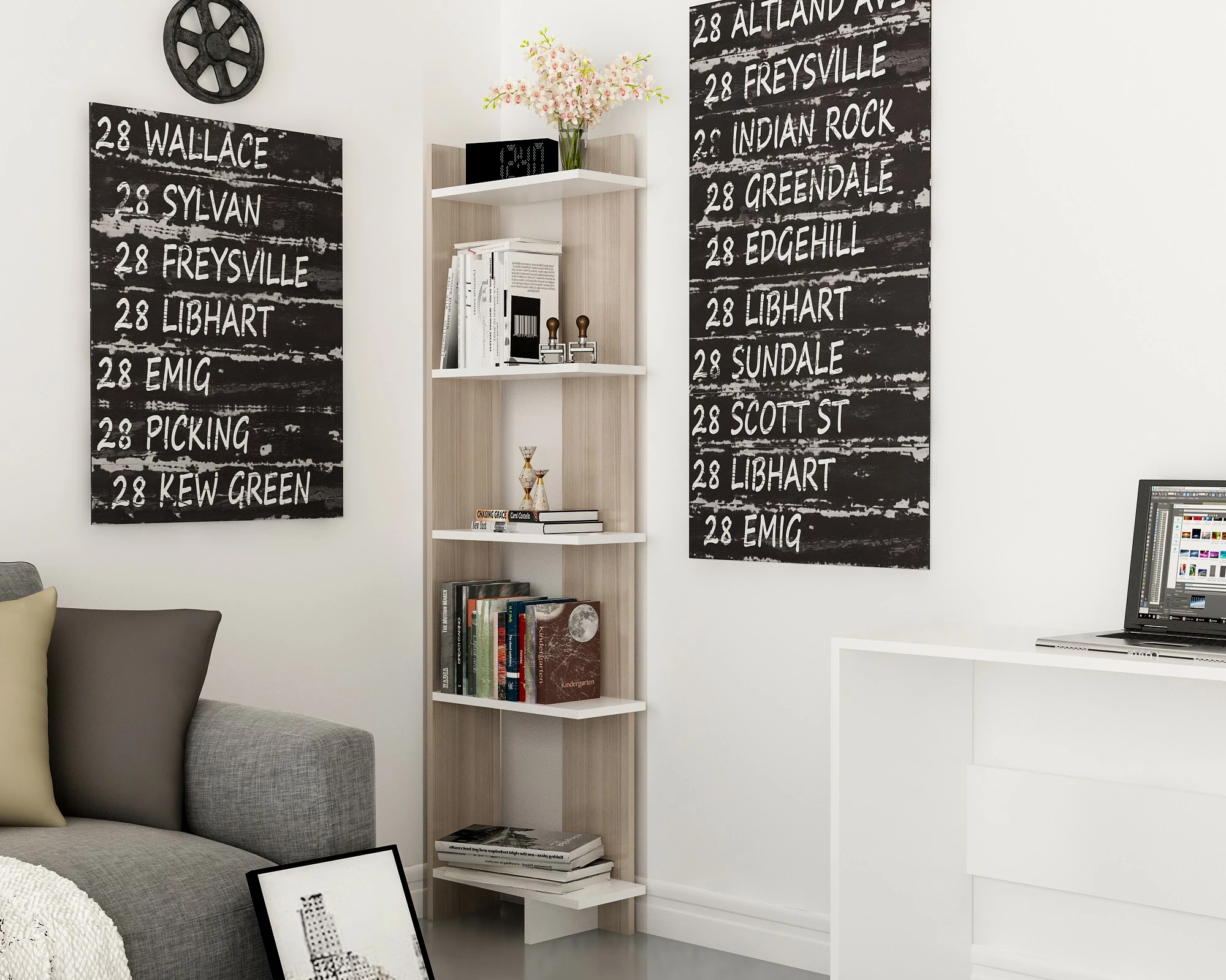 Raft librash Cordoba, i bardhë, Hanah Home, Als