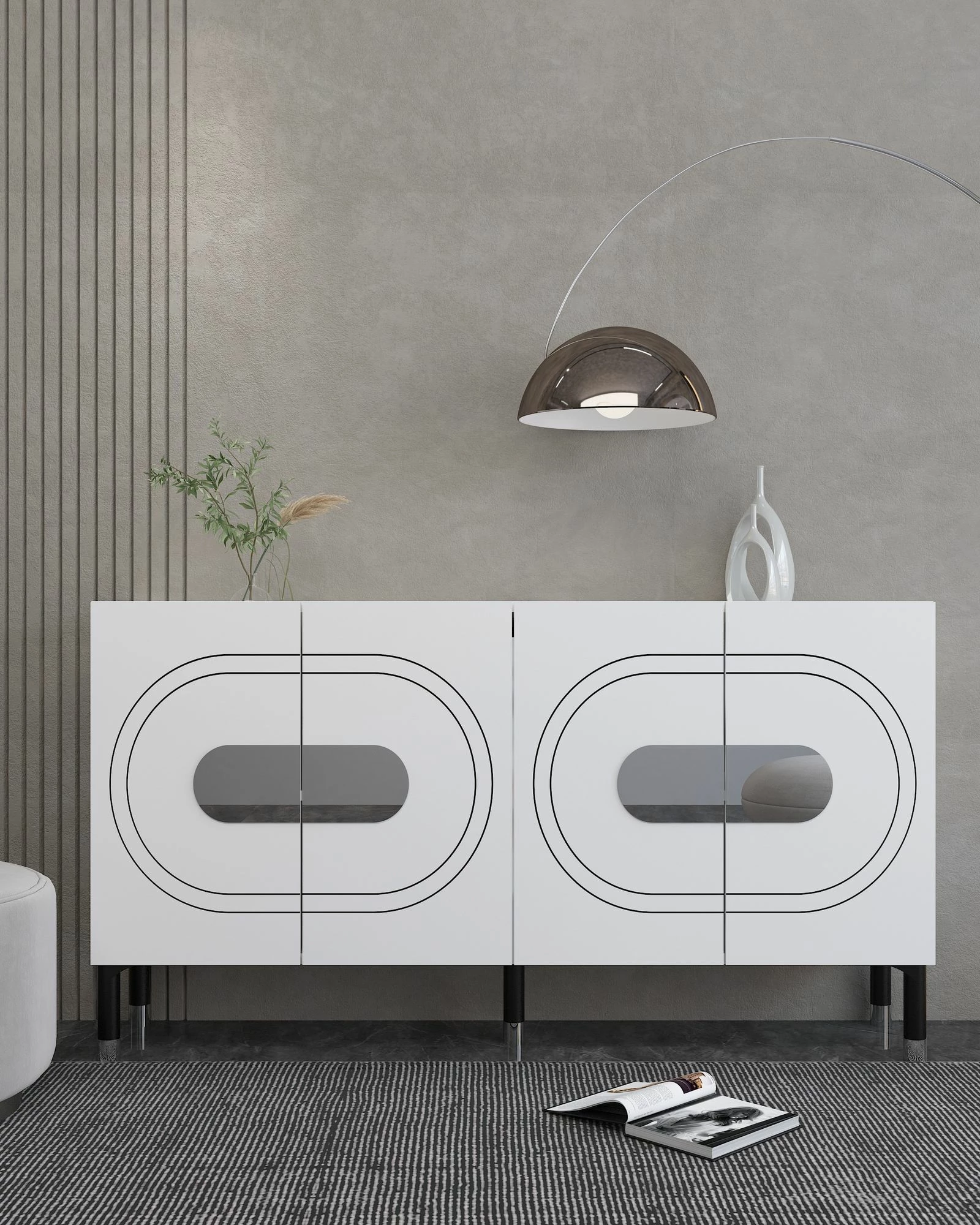 Konsol Skye Decor, Demet, e bardhë, argjend