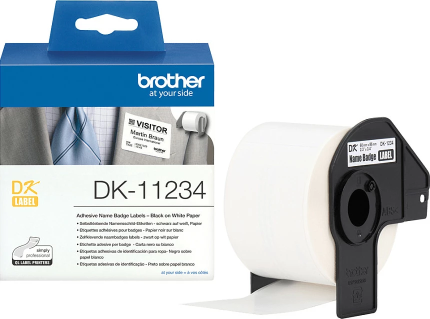 Etiketa ngjitëse Brother DK-11234 për Brother QL, 86x60mm, 260 copë, të heqshme, e bardhë