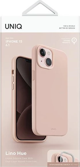 Mbështjellës UNIQ Lino Hue Magclick Charging për iPhone 15, Rozë